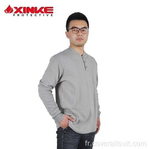 Chemise tricotée ignifuge en coton pour homme